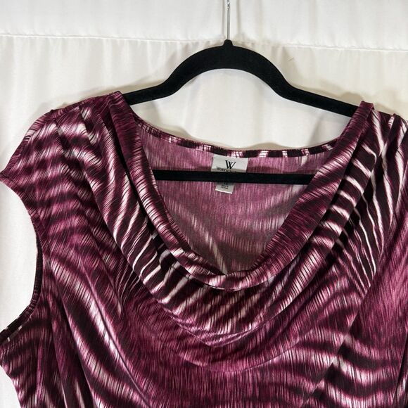 Worthington Blouse WOmen's 1X Red Striped Tank Top Round Neck Stretch - Picture 5 of 10